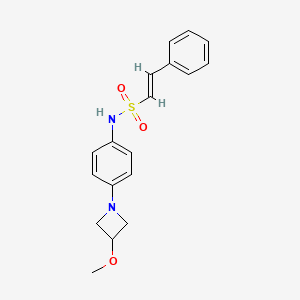 molecular formula C18H20N2O3S B2908724 (E)-N-(4-(3-methoxyazetidin-1-yl)phenyl)-2-phenylethenesulfonamide CAS No. 2034997-81-2