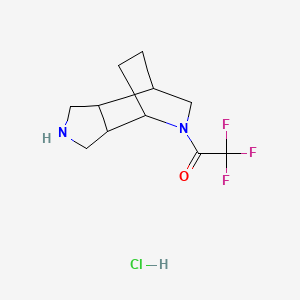 molecular formula C11H16ClF3N2O B2908726 1-{4,8-Diazatricyclo[5.2.2.0,2,6]undecan-8-yl}-2,2,2-trifluoroethan-1-one hydrochloride CAS No. 2044902-17-0