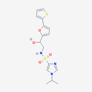 molecular formula C16H19N3O4S2 B2908739 N-[2-Hydroxy-2-(5-thiophen-2-ylfuran-2-yl)ethyl]-1-propan-2-ylimidazole-4-sulfonamide CAS No. 2319720-75-5