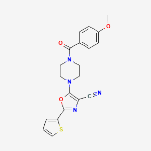 molecular formula C20H18N4O3S B2908740 5-(4-(4-Methoxybenzoyl)piperazin-1-yl)-2-(thiophen-2-yl)oxazole-4-carbonitrile CAS No. 903853-10-1