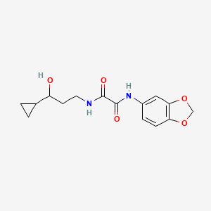 molecular formula C15H18N2O5 B2908754 N1-(benzo[d][1,3]dioxol-5-yl)-N2-(3-cyclopropyl-3-hydroxypropyl)oxalamide CAS No. 1396843-05-2
