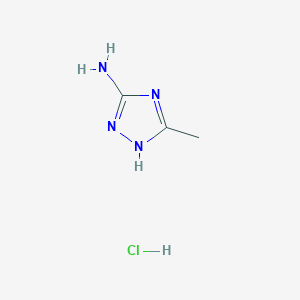 molecular formula C3H7ClN4 B2908760 5-Methyl-4H-1,2,4-triazol-3-amine hydrochloride CAS No. 23350-30-3; 4923-01-7