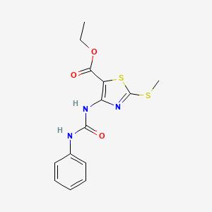 molecular formula C14H15N3O3S2 B2908771 Ethyl 2-(methylsulfanyl)-4-[(phenylcarbamoyl)amino]-1,3-thiazole-5-carboxylate CAS No. 1146979-57-8