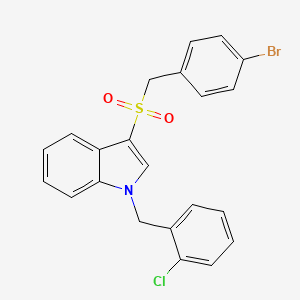 molecular formula C22H17BrClNO2S B2908772 3-[(4-Bromophenyl)methylsulfonyl]-1-[(2-chlorophenyl)methyl]indole CAS No. 850933-18-5