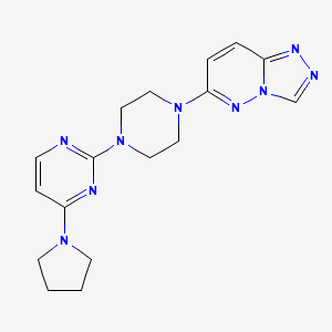 molecular formula C17H21N9 B2908774 4-(Pyrrolidin-1-yl)-2-(4-{[1,2,4]triazolo[4,3-b]pyridazin-6-yl}piperazin-1-yl)pyrimidine CAS No. 2415526-85-9