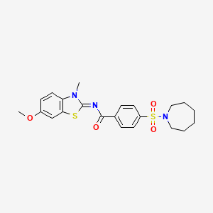 molecular formula C22H25N3O4S2 B2908781 (E)-4-(azepan-1-ylsulfonyl)-N-(6-methoxy-3-methylbenzo[d]thiazol-2(3H)-ylidene)benzamide CAS No. 850782-06-8