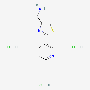 molecular formula C9H12Cl3N3S B2908794 [2-(Pyridin-3-yl)-1,3-thiazol-4-yl]methanamine trihydrochloride CAS No. 1217179-45-7