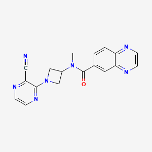 molecular formula C18H15N7O B2908803 N-[1-(3-Cyanopyrazin-2-yl)azetidin-3-yl]-N-methylquinoxaline-6-carboxamide CAS No. 2380080-74-8