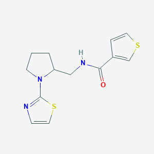 molecular formula C13H15N3OS2 B2908805 N-((1-(thiazol-2-yl)pyrrolidin-2-yl)methyl)thiophene-3-carboxamide CAS No. 1790197-21-5
