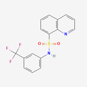 molecular formula C16H11F3N2O2S B2908807 N-[3-(trifluoromethyl)phenyl]quinoline-8-sulfonamide CAS No. 439934-83-5
