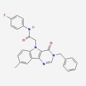 molecular formula C26H21FN4O2 B2908811 2-(3-benzyl-8-methyl-4-oxo-3H-pyrimido[5,4-b]indol-5(4H)-yl)-N-(4-fluorophenyl)acetamide CAS No. 1216620-03-9