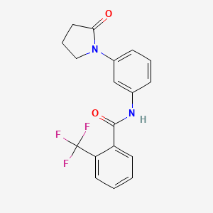 molecular formula C18H15F3N2O2 B2908812 N-[3-(2-oxopyrrolidin-1-yl)phenyl]-2-(trifluoromethyl)benzamide CAS No. 941993-26-6