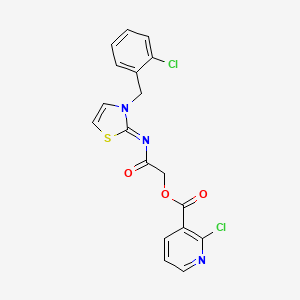 [2-[[3-[(2-Chlorophenyl)methyl]-1,3-thiazol-2-ylidene]amino]-2-oxoethyl] 2-chloropyridine-3-carboxylate