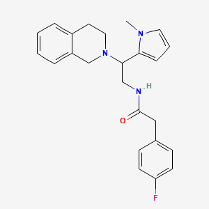 molecular formula C24H26FN3O B2908816 N-(2-(3,4-dihydroisoquinolin-2(1H)-yl)-2-(1-methyl-1H-pyrrol-2-yl)ethyl)-2-(4-fluorophenyl)acetamide CAS No. 1049405-19-7