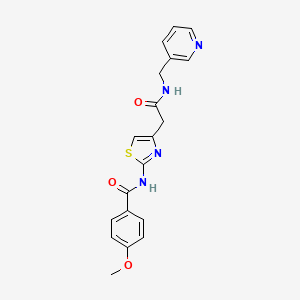 molecular formula C19H18N4O3S B2908820 4-methoxy-N-(4-(2-oxo-2-((pyridin-3-ylmethyl)amino)ethyl)thiazol-2-yl)benzamide CAS No. 941898-75-5
