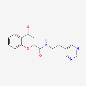 molecular formula C16H13N3O3 B2908827 4-oxo-N-(2-(pyrimidin-5-yl)ethyl)-4H-chromene-2-carboxamide CAS No. 2034445-76-4
