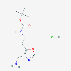 Tert-butyl N-[2-[4-(aminomethyl)-1,3-oxazol-5-yl]ethyl]carbamate;hydrochloride