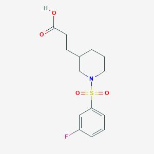 molecular formula C14H18FNO4S B2908831 3-{1-[(3-Fluorophenyl)sulfonyl]-3-piperidyl}propanoic acid CAS No. 1305707-22-5