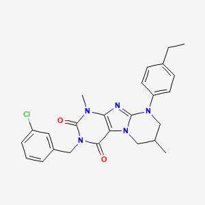 molecular formula C25H26ClN5O2 B2908833 3-[(3-chlorophenyl)methyl]-9-(4-ethylphenyl)-1,7-dimethyl-7,8-dihydro-6H-purino[7,8-a]pyrimidine-2,4-dione CAS No. 847380-40-9