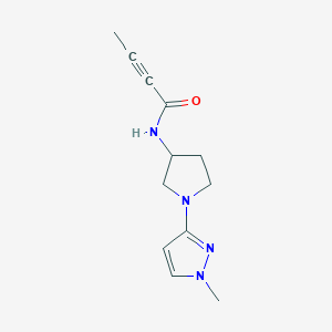 molecular formula C12H16N4O B2908834 N-[1-(1-Methylpyrazol-3-yl)pyrrolidin-3-yl]but-2-ynamide CAS No. 2411223-83-9