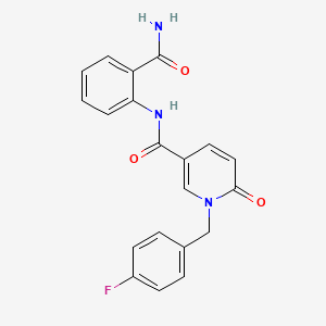 molecular formula C20H16FN3O3 B2908845 N-(2-carbamoylphenyl)-1-(4-fluorobenzyl)-6-oxo-1,6-dihydropyridine-3-carboxamide CAS No. 899741-04-9
