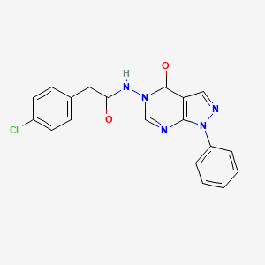 molecular formula C19H14ClN5O2 B2908847 2-(4-chlorophenyl)-N-(4-oxo-1-phenyl-1H-pyrazolo[3,4-d]pyrimidin-5(4H)-yl)acetamide CAS No. 899946-36-2