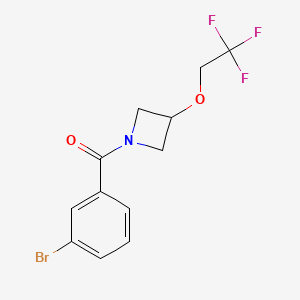 molecular formula C12H11BrF3NO2 B2908849 (3-Bromophenyl)(3-(2,2,2-trifluoroethoxy)azetidin-1-yl)methanone CAS No. 2034338-93-5