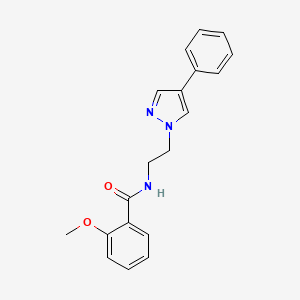 molecular formula C19H19N3O2 B2908860 2-methoxy-N-(2-(4-phenyl-1H-pyrazol-1-yl)ethyl)benzamide CAS No. 2034351-17-0