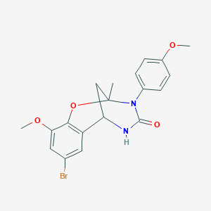 molecular formula C19H19BrN2O4 B2908865 8-bromo-10-methoxy-3-(4-methoxyphenyl)-2-methyl-5,6-dihydro-2H-2,6-methanobenzo[g][1,3,5]oxadiazocin-4(3H)-one CAS No. 899353-74-3