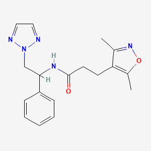 molecular formula C18H21N5O2 B2908874 3-(3,5-dimethylisoxazol-4-yl)-N-(1-phenyl-2-(2H-1,2,3-triazol-2-yl)ethyl)propanamide CAS No. 2034559-90-3