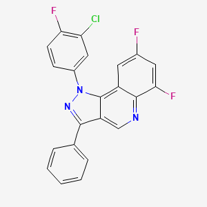molecular formula C22H11ClF3N3 B2908875 1-(3-chloro-4-fluorophenyl)-6,8-difluoro-3-phenyl-1H-pyrazolo[4,3-c]quinoline CAS No. 901044-03-9