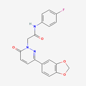 molecular formula C19H14FN3O4 B2908882 2-[3-(1,3-benzodioxol-5-yl)-6-oxopyridazin-1-yl]-N-(4-fluorophenyl)acetamide CAS No. 941883-12-1