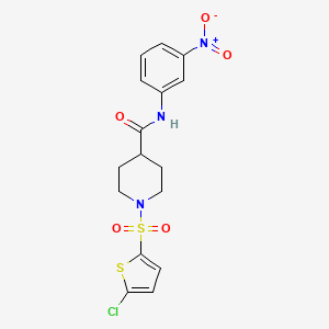 molecular formula C16H16ClN3O5S2 B2908886 1-((5-chlorothiophen-2-yl)sulfonyl)-N-(3-nitrophenyl)piperidine-4-carboxamide CAS No. 899959-23-0