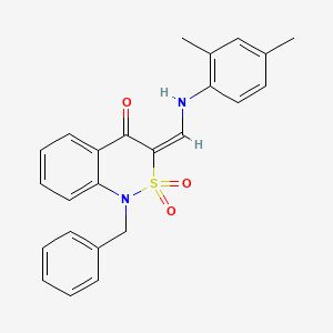 molecular formula C24H22N2O3S B2908887 (E)-1-benzyl-3-(((2,4-dimethylphenyl)amino)methylene)-1H-benzo[c][1,2]thiazin-4(3H)-one 2,2-dioxide CAS No. 893315-01-0