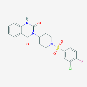 molecular formula C19H17ClFN3O4S B2908892 3-(1-((3-chloro-4-fluorophenyl)sulfonyl)piperidin-4-yl)quinazoline-2,4(1H,3H)-dione CAS No. 2034261-29-3