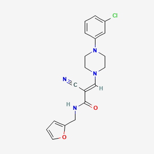 molecular formula C19H19ClN4O2 B2908897 (E)-3-[4-(3-chlorophenyl)piperazin-1-yl]-2-cyano-N-(furan-2-ylmethyl)prop-2-enamide CAS No. 885181-60-2