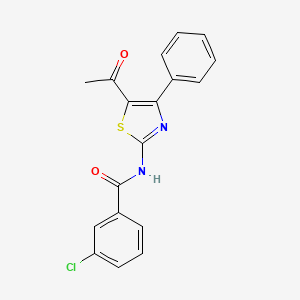 molecular formula C18H13ClN2O2S B2908901 N-(5-acetyl-4-phenyl-1,3-thiazol-2-yl)-3-chlorobenzamide CAS No. 391221-27-5