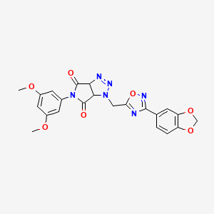 molecular formula C22H18N6O7 B2908903 1-((3-(benzo[d][1,3]dioxol-5-yl)-1,2,4-oxadiazol-5-yl)methyl)-5-(3,5-dimethoxyphenyl)-1,6a-dihydropyrrolo[3,4-d][1,2,3]triazole-4,6(3aH,5H)-dione CAS No. 1359064-16-6