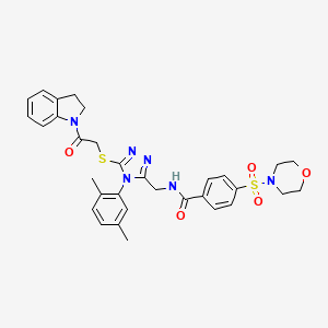molecular formula C32H34N6O5S2 B2908906 N-((4-(2,5-dimethylphenyl)-5-((2-(indolin-1-yl)-2-oxoethyl)thio)-4H-1,2,4-triazol-3-yl)methyl)-4-(morpholinosulfonyl)benzamide CAS No. 309968-61-4