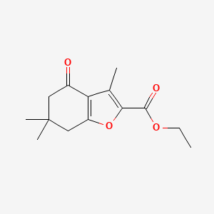 molecular formula C14H18O4 B2908917 Ethyl 3,6,6-trimethyl-4-oxo-4,5,6,7-tetrahydrobenzofuran-2-carboxylate CAS No. 882240-59-7