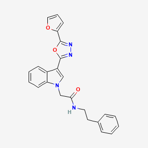 molecular formula C24H20N4O3 B2908922 2-(3-(5-(furan-2-yl)-1,3,4-oxadiazol-2-yl)-1H-indol-1-yl)-N-phenethylacetamide CAS No. 1021054-61-4