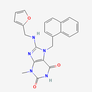 molecular formula C22H19N5O3 B2908924 8-((furan-2-ylmethyl)amino)-3-methyl-7-(naphthalen-1-ylmethyl)-1H-purine-2,6(3H,7H)-dione CAS No. 476480-33-8