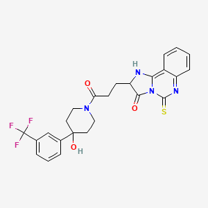 molecular formula C25H23F3N4O3S B2908933 2-(3-{4-羟基-4-[3-(三氟甲基)苯基]哌啶-1-基}-3-氧代丙基)-5-硫代亚甲基-2H,3H,5H,6H-咪唑并[1,2-c]喹唑啉-3-酮 CAS No. 1028685-18-8