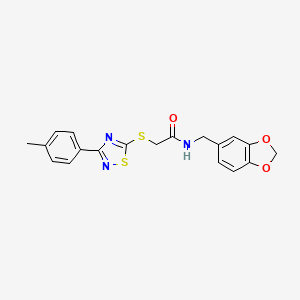 molecular formula C19H17N3O3S2 B2908940 N-(1,3-benzodioxol-5-ylmethyl)-2-[[3-(4-methylphenyl)-1,2,4-thiadiazol-5-yl]sulfanyl]acetamide CAS No. 864917-48-6
