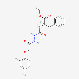 molecular formula C21H24ClN3O5 B2908947 Ethyl 2-(((2-(4-chloro-2-methylphenoxy)acetylamino)amino)carbonylamino)-3-phenylpropanoate CAS No. 1396988-90-1