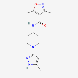 molecular formula C15H21N5O2 B2908958 3,5-dimethyl-N-(1-(5-methyl-1H-pyrazol-3-yl)piperidin-4-yl)isoxazole-4-carboxamide CAS No. 2034207-46-8