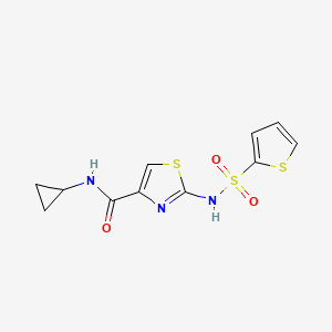 molecular formula C11H11N3O3S3 B2908963 N-cyclopropyl-2-(thiophene-2-sulfonamido)thiazole-4-carboxamide CAS No. 1021065-77-9