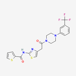 molecular formula C21H19F3N4O2S2 B2908964 N-(4-(2-oxo-2-(4-(3-(trifluoromethyl)phenyl)piperazin-1-yl)ethyl)thiazol-2-yl)thiophene-2-carboxamide CAS No. 921875-75-4