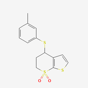 4-(3-methylphenyl)sulfanyl-5,6-dihydro-4H-thieno[2,3-b]thiopyran 7,7-dioxide