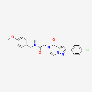 molecular formula C22H19ClN4O3 B2908978 2-[2-(4-chlorophenyl)-4-oxopyrazolo[1,5-a]pyrazin-5(4H)-yl]-N-(4-methoxybenzyl)acetamide CAS No. 941939-15-7